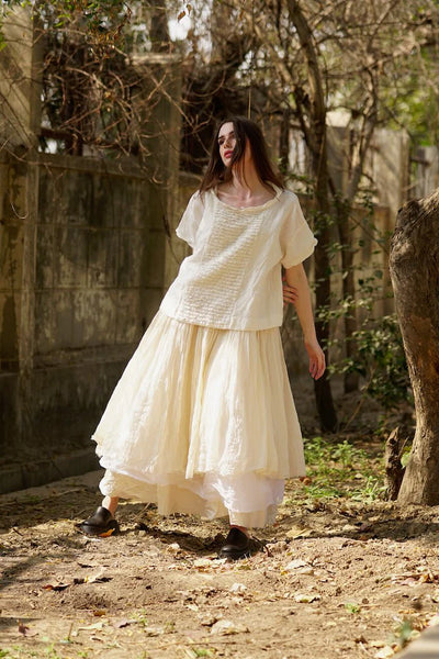 MegByDesign - Amélie Tutu Slip Cotton Gauze Warm White Long