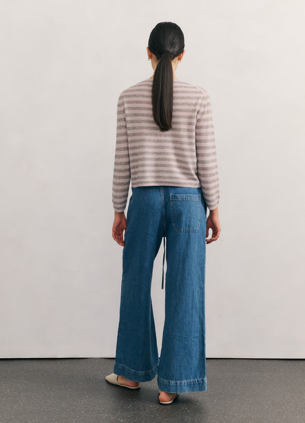 Cashmerism - LIKE A BREEZE STRIPED CARDIGAN - SOFT WISTERIA.