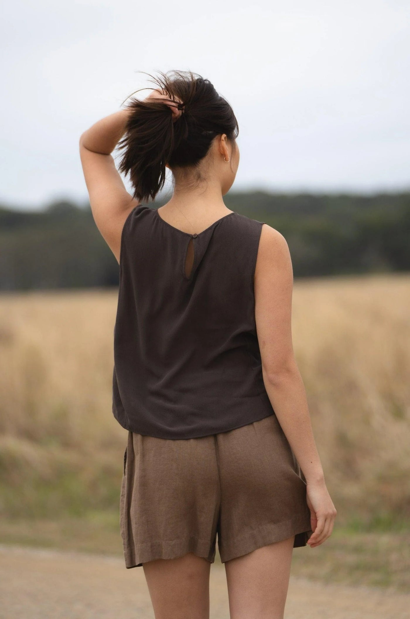 Lilly Pilly Lulu Silk Tank - Chocolate