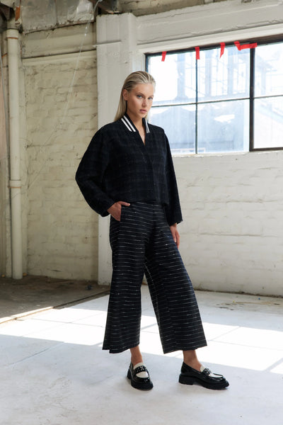 Vale and Ward - Mandy Pant. Silver Stripe