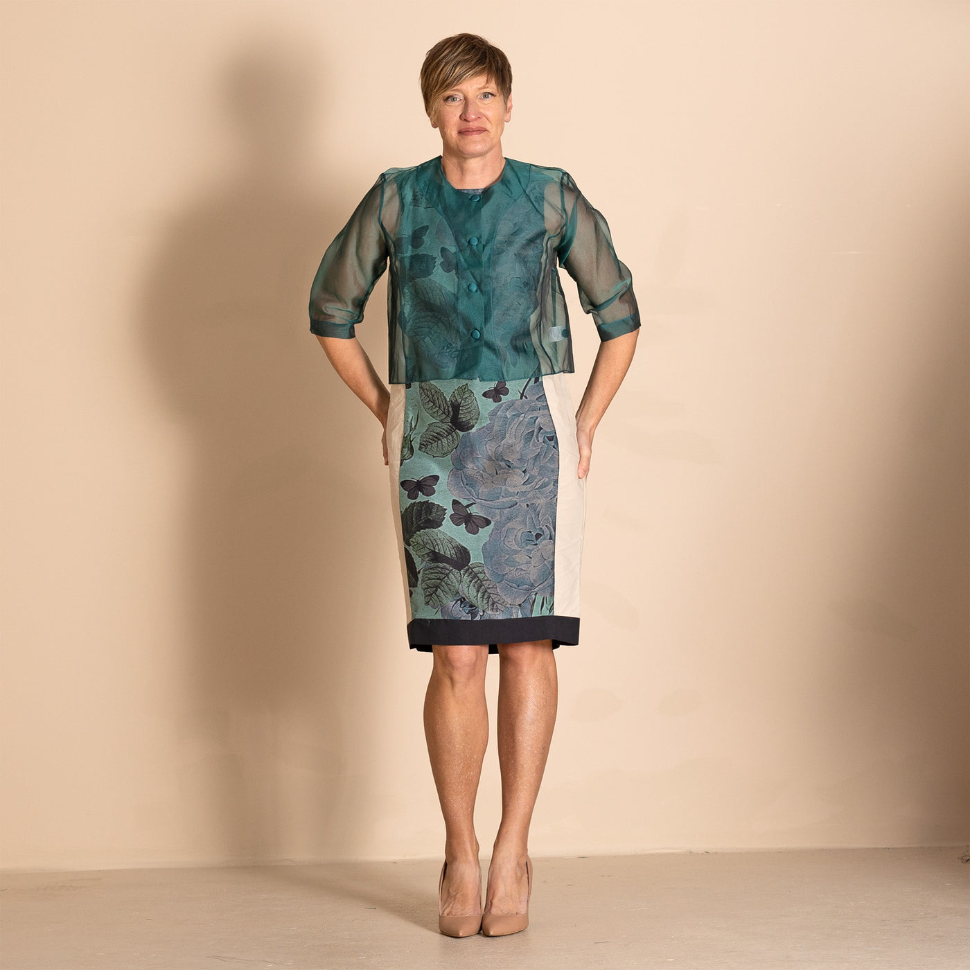 Megan Salmon - Silk Organza Birdie Jacket. Bottle.