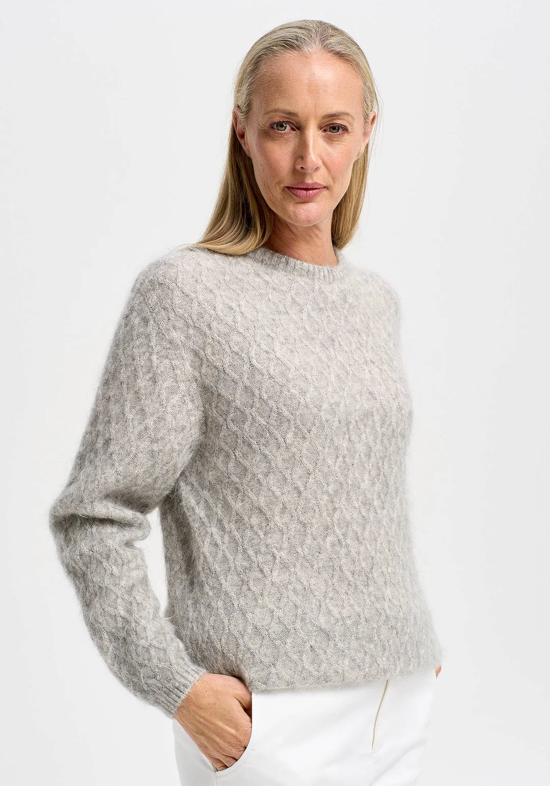 Merino Mink - Isla sweater. Ice.