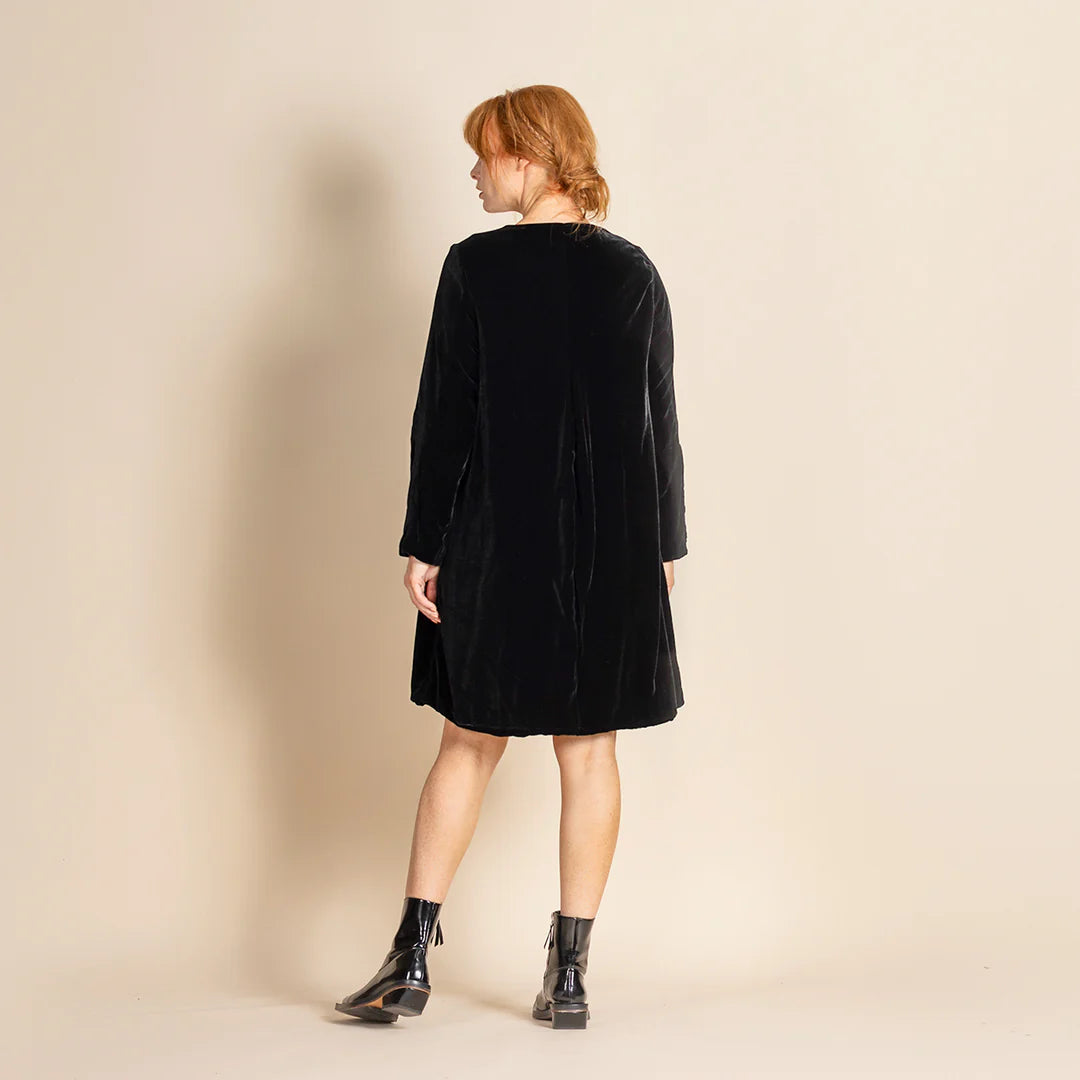 Megan Salmon - Velvet Birdie Coat. Dark green.