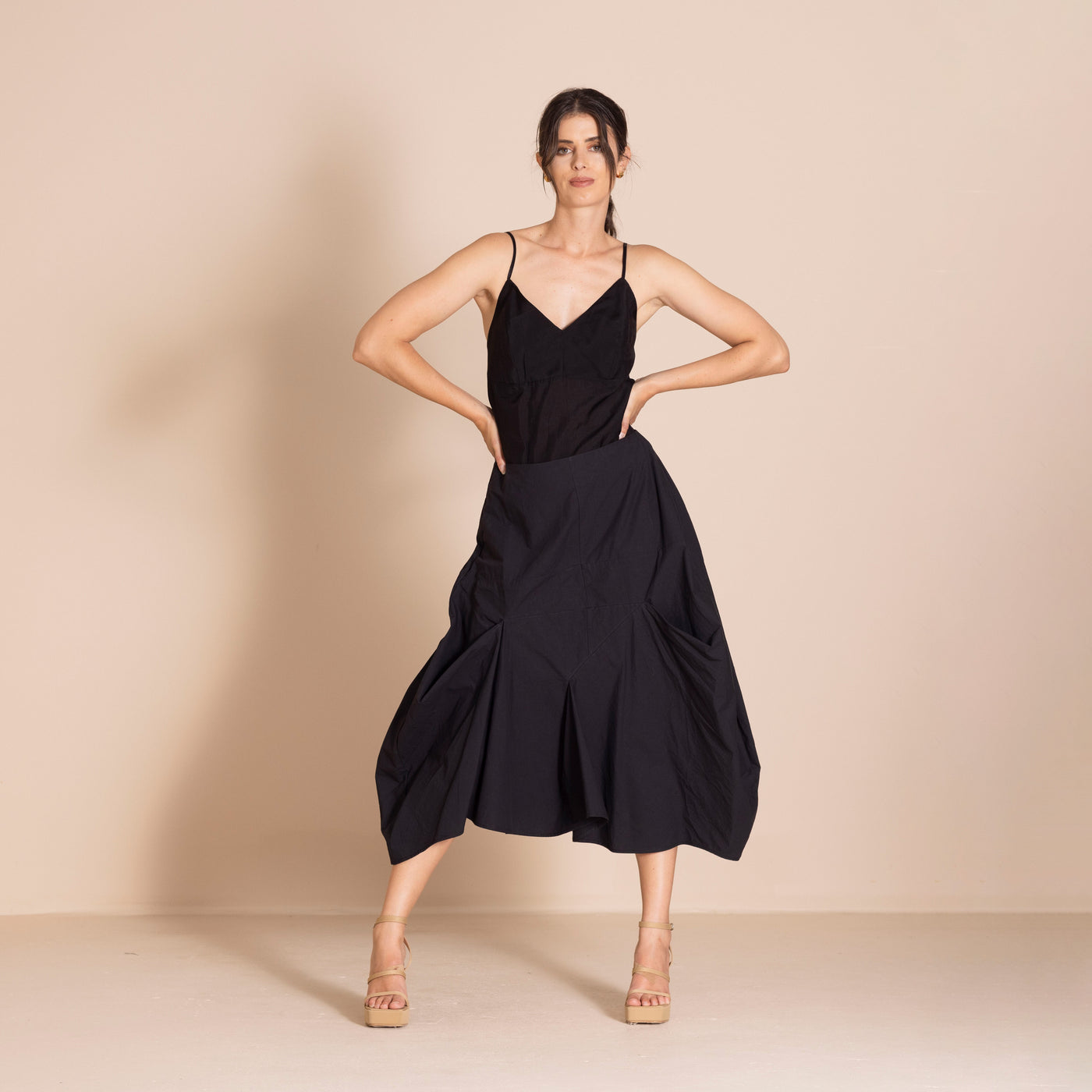 Megan Salmon - Pima Origami Skirt. Black.