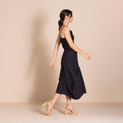 Megan Salmon - Pima Origami Skirt. Black.