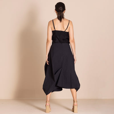 Megan Salmon - Pima Origami Skirt. Black.