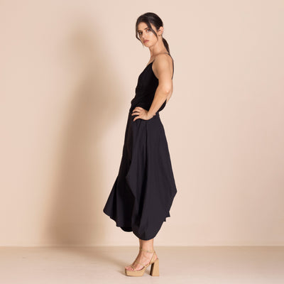 Megan Salmon - Pima Origami Skirt. Black.