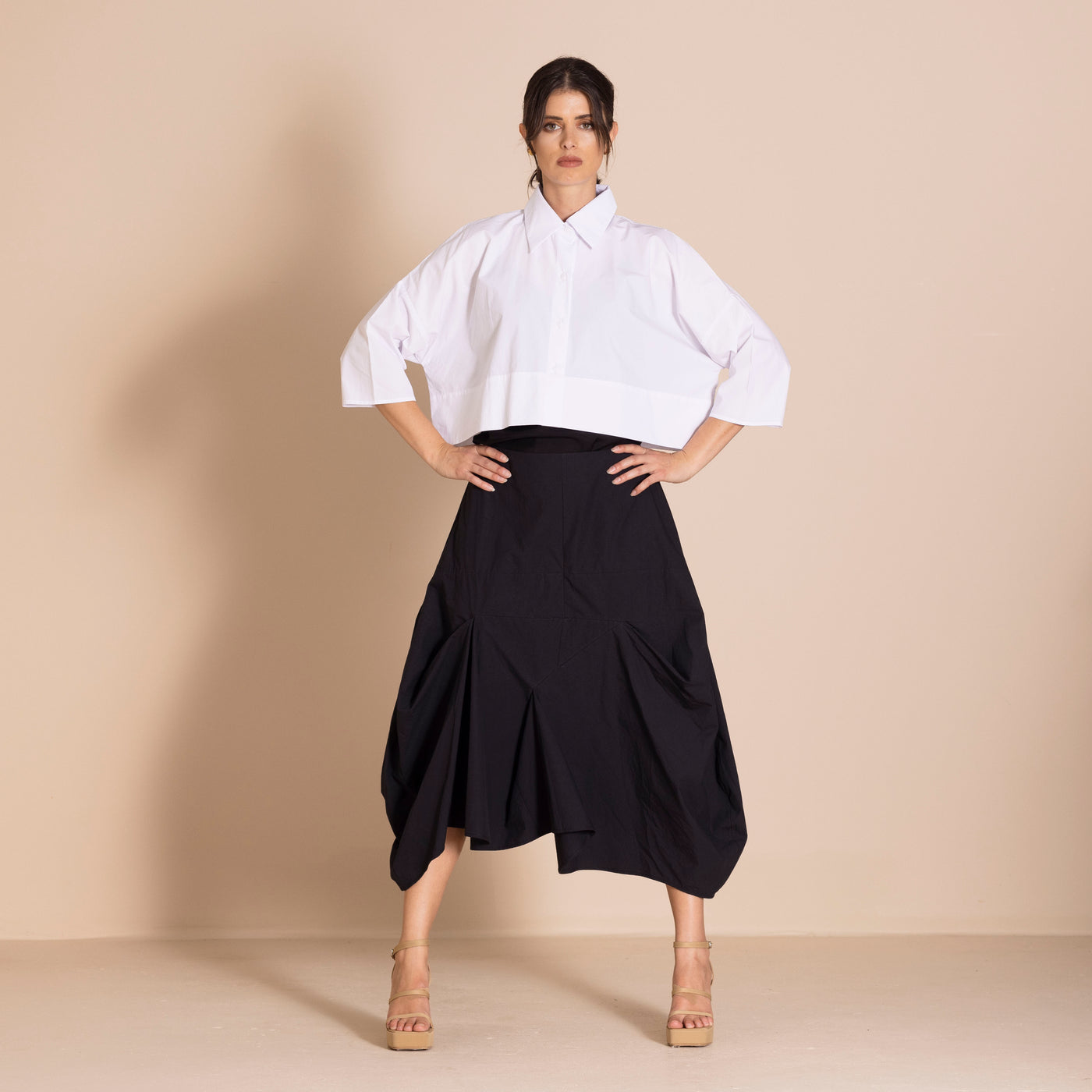 Megan Salmon - Short Box Shirt. White.