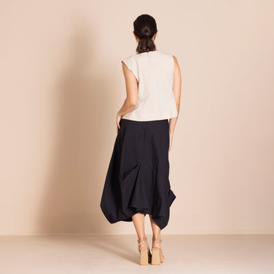 Megan Salmon - Pima Origami Skirt. Black.