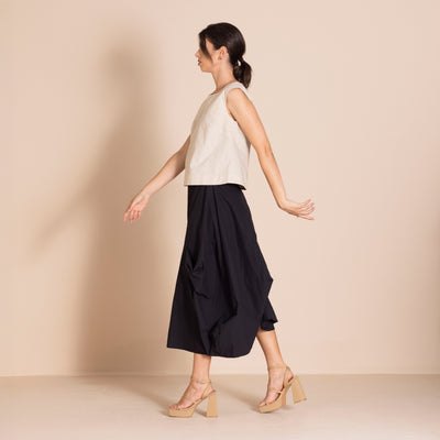 Megan Salmon - Pima Origami Skirt. Black.