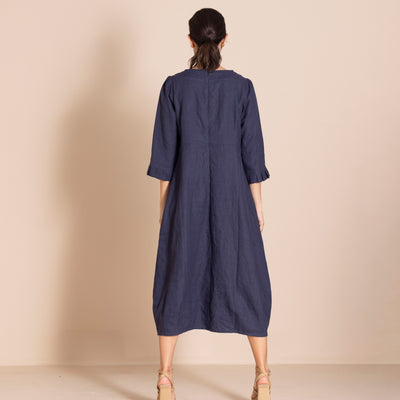 Megan Salmon - Lulu Pleat Romance Dress. Raisin.