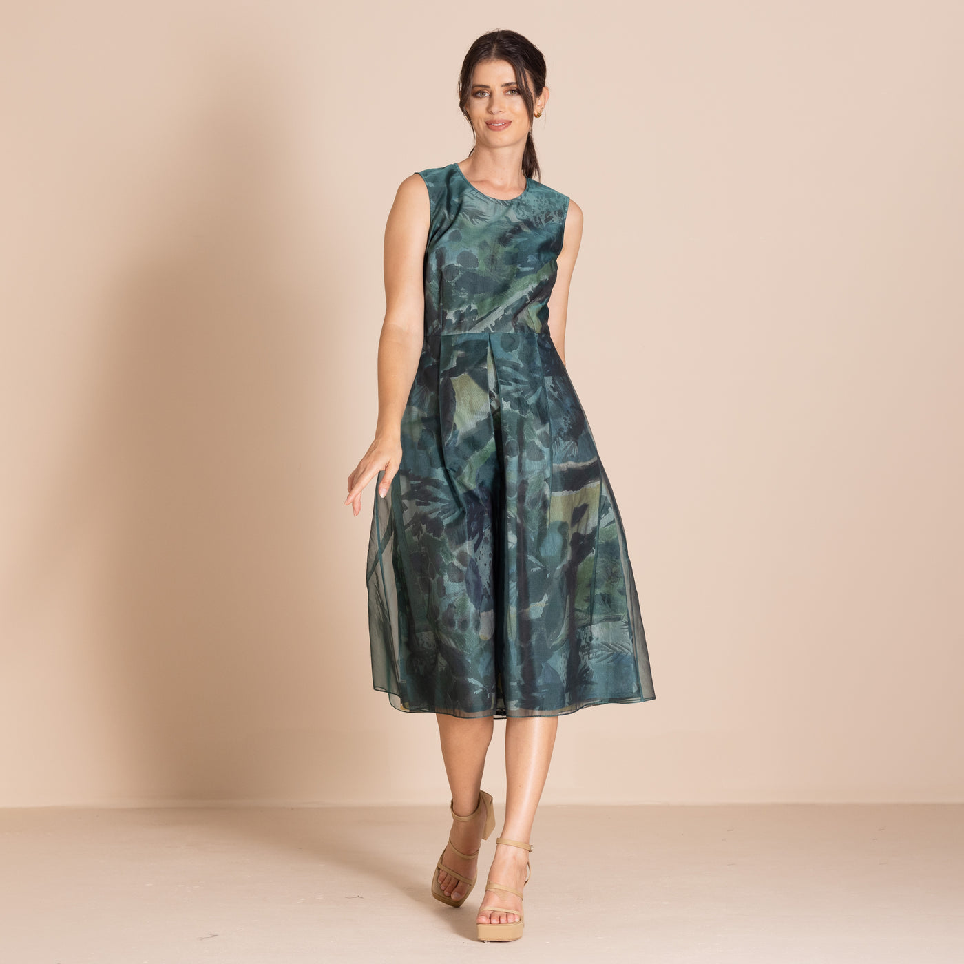 Megan Salmon - Park Life Ellen Dress. Park Life/Teal.