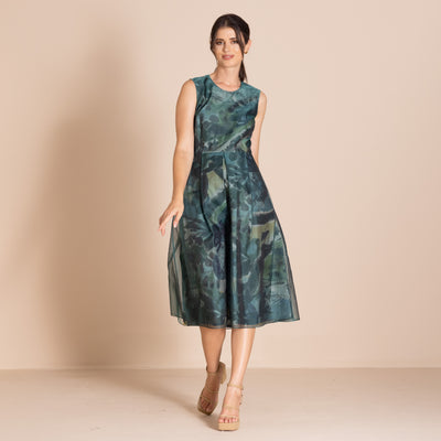 Megan Salmon - Park Life Ellen Dress. Park Life/Teal.