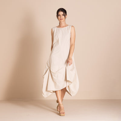 Megan Salmon - Pima Origami Dress. Almond.