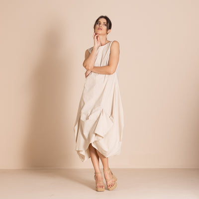 Megan Salmon - Pima Origami Dress. Almond.
