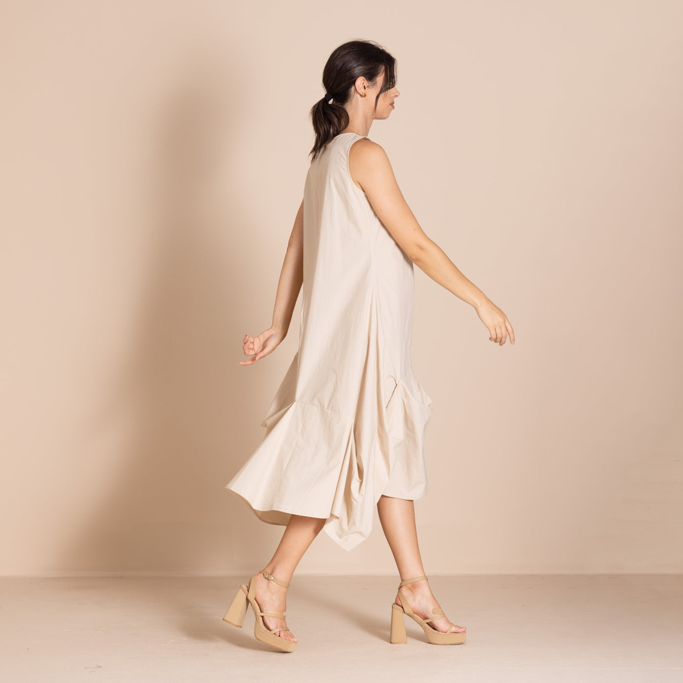 Megan Salmon - Pima Origami Dress. Almond.