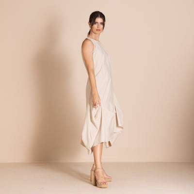 Megan Salmon - Pima Origami Dress. Almond.