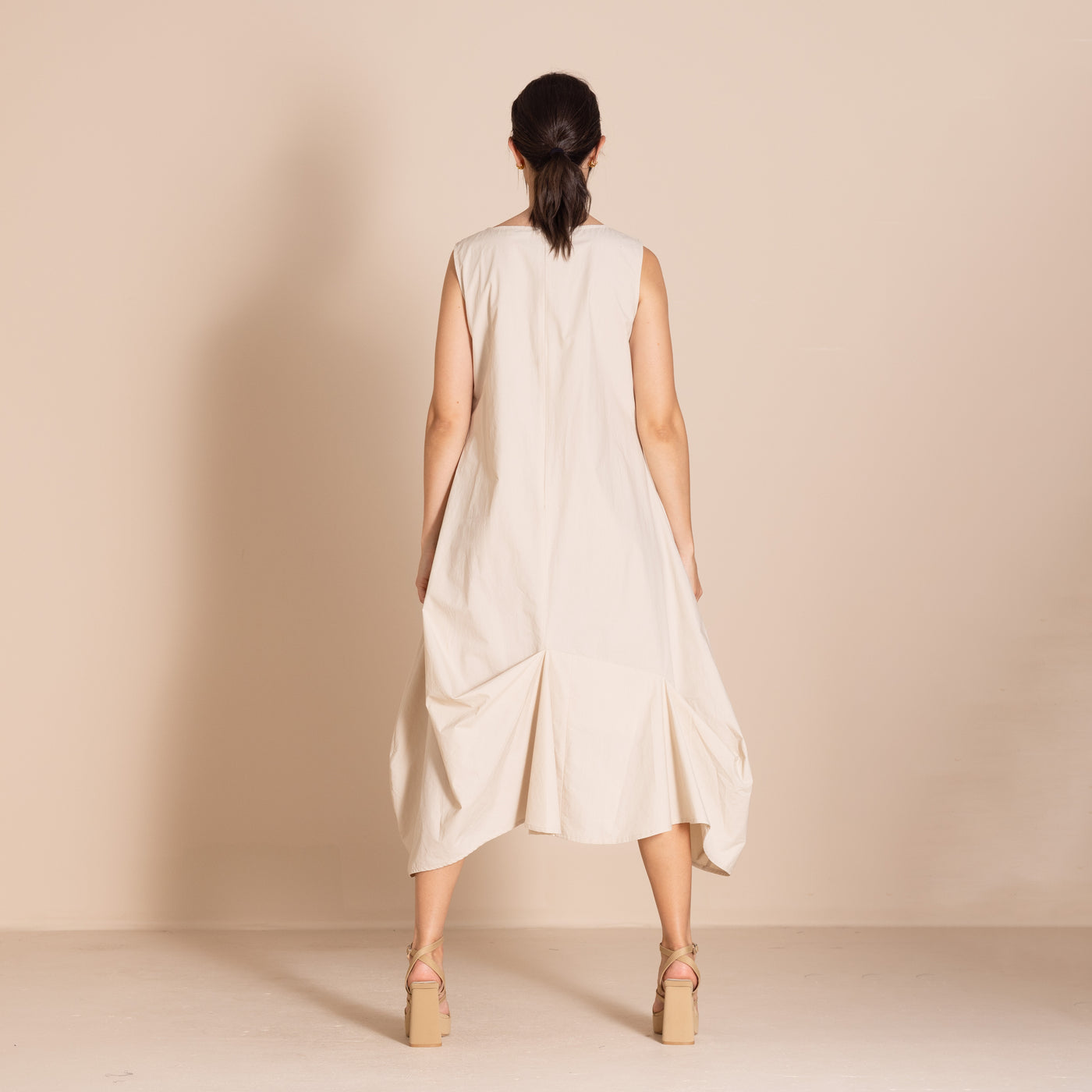 Megan Salmon - Pima Origami Dress. Almond.