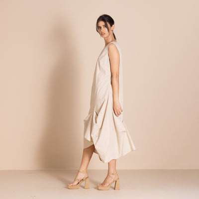Megan Salmon - Pima Origami Dress. Almond.