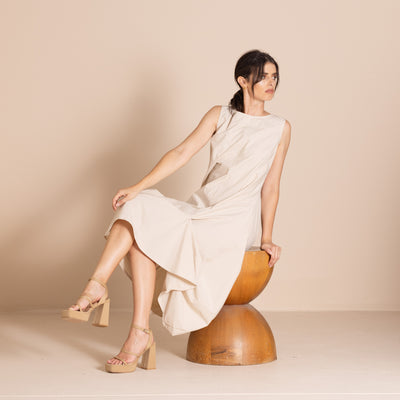 Megan Salmon - Pima Origami Dress. Almond.
