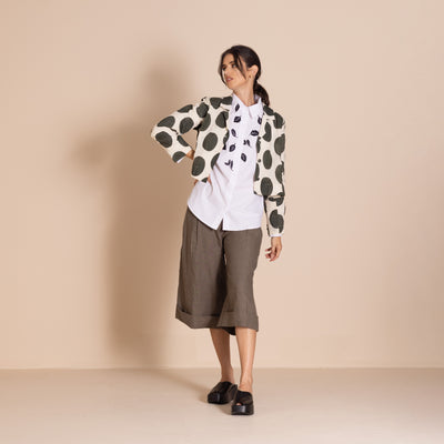 Megan Salmon - Cinema Tailored Birdie Jacket. Cream/Khaki.