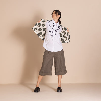 Megan Salmon - Cinema Tailored Birdie Jacket. Cream/Khaki.