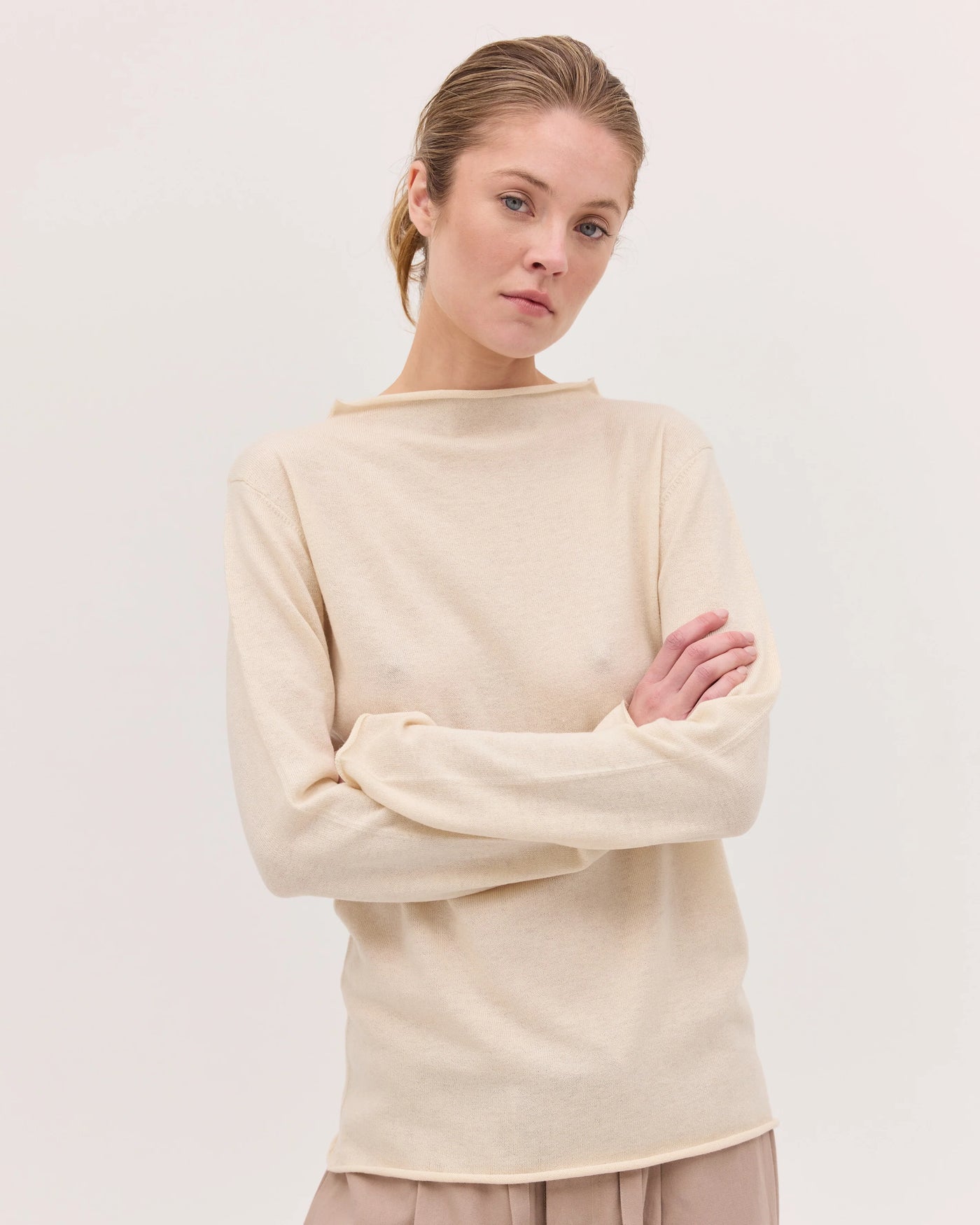 Cloth &  Co - Funnel Neck Top. Vanilla