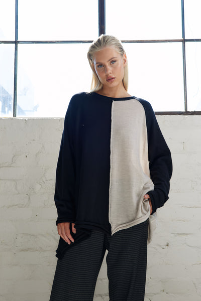 Vale and Ward - Mackenzie Knit. Black/Ivory.