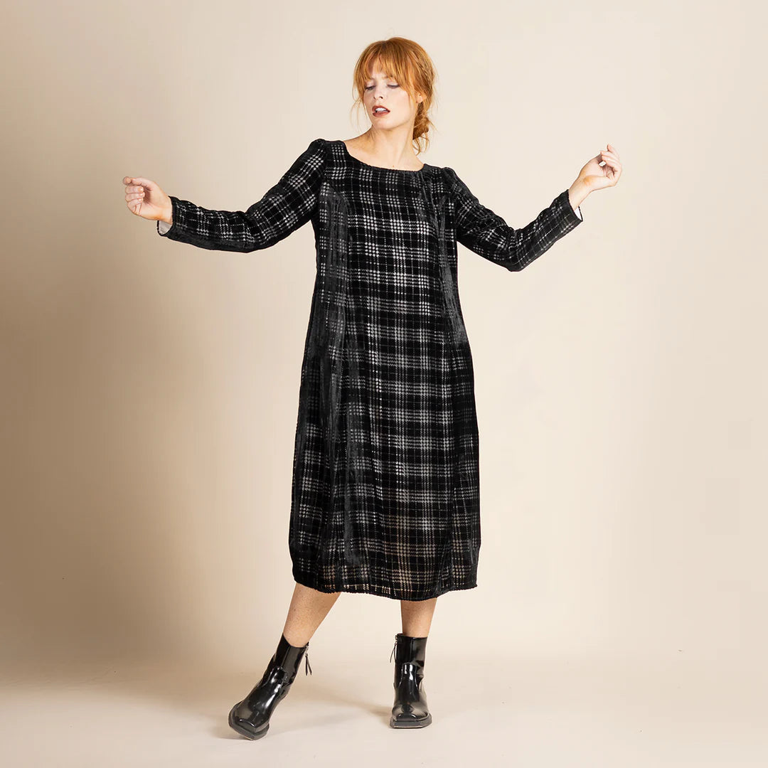 Megan Salmon - Tartan Giselle dress. Black Ivory