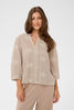 CREAM - Korey Blouse. Brown White Stripe.