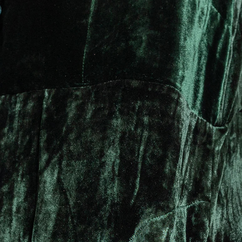 Megan Salmon - Velvet Birdie Coat. Dark green.