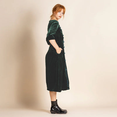 Megan Salmon - Velvet Roses Romance Dress. Dark Green