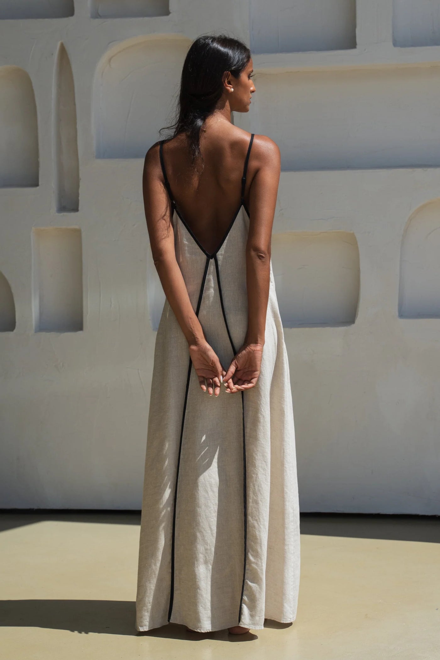 Lilly Pilly - Azalea Linen Dress. Oatmeal.