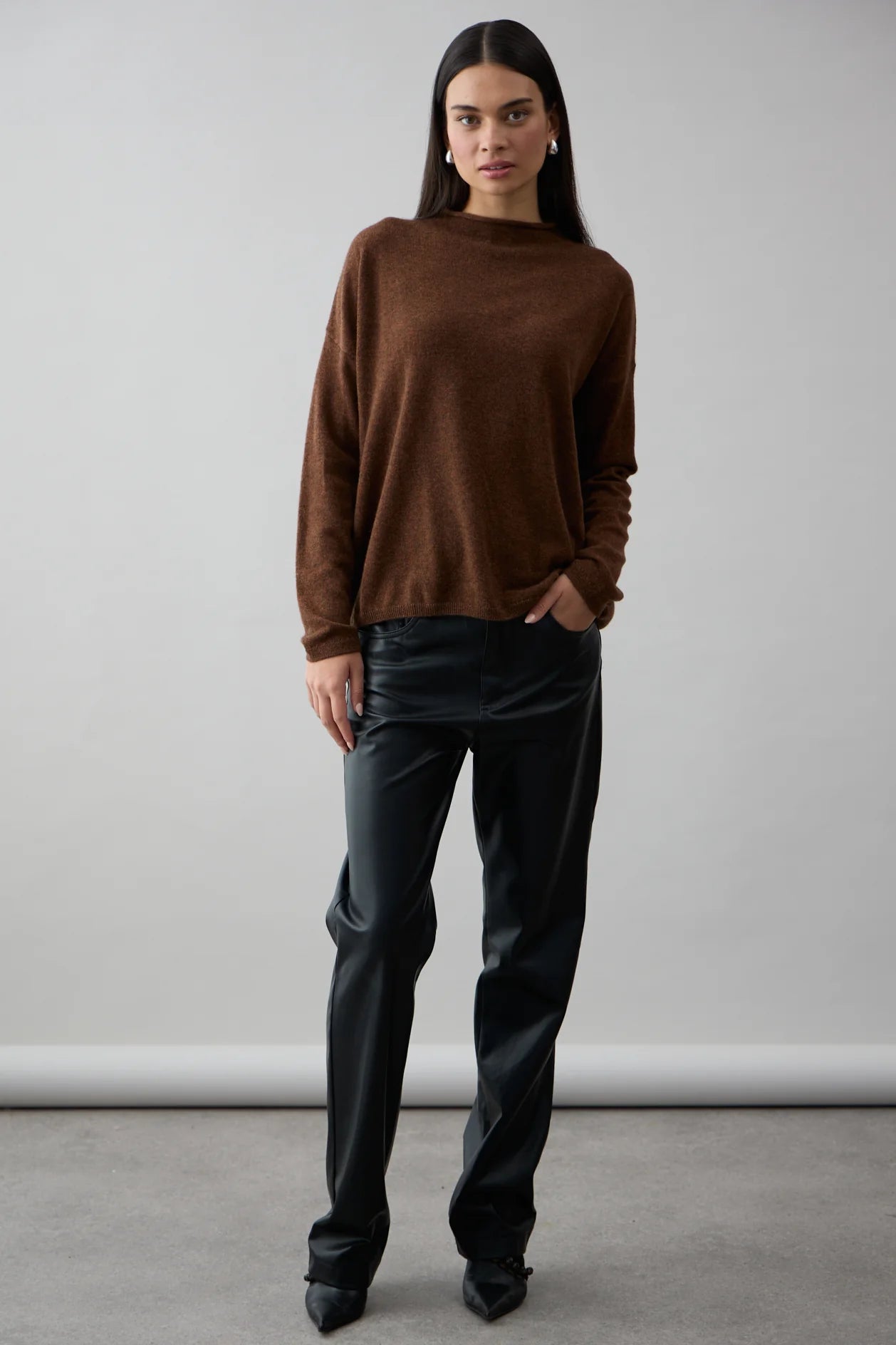 Mia Fratino - Sloane Mockneck Sweater. Umber.