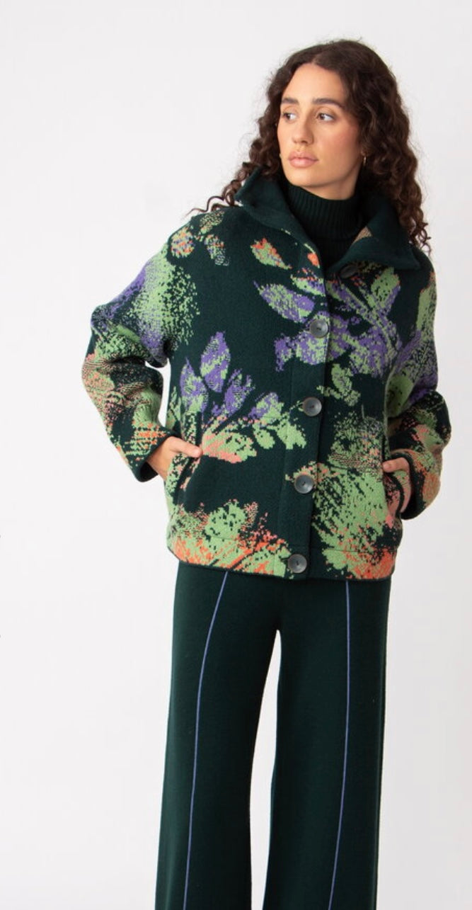 Ivko - Jacquard Rollneck Jacket Camouflage Print. Forest