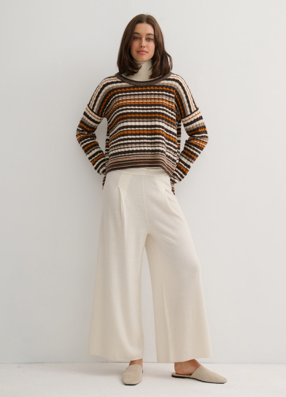 Cashmerism - GOLDEN DUNE CASHMERE CABLE KNIT CROP CREW.