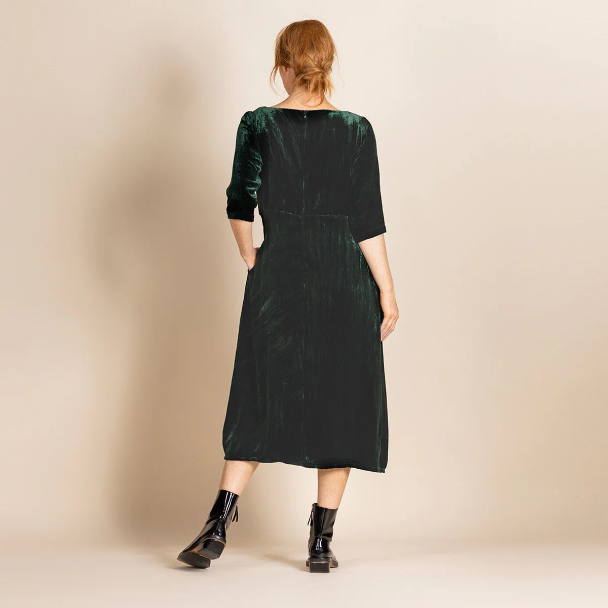 Megan Salmon - Velvet Roses Romance Dress. Dark Green
