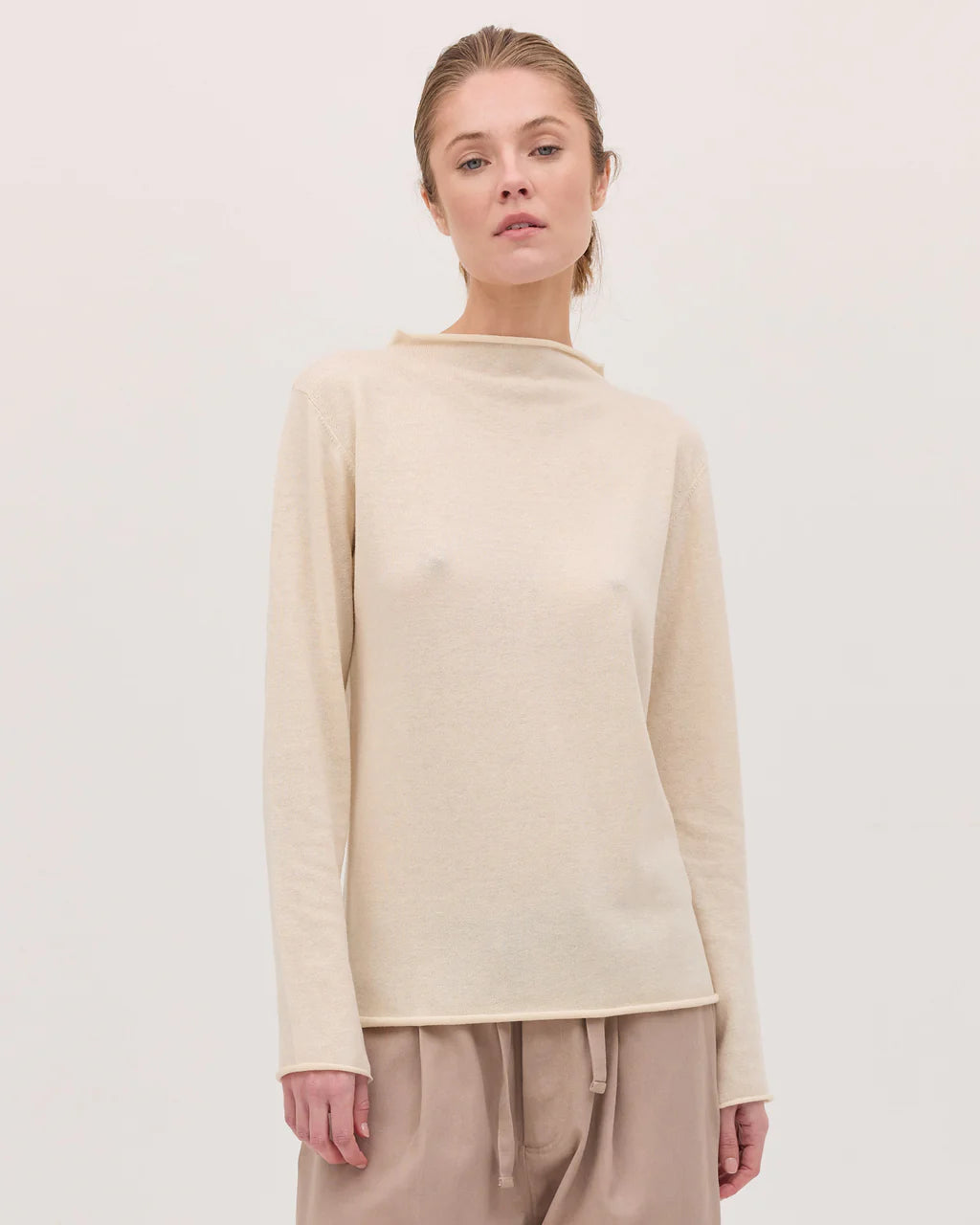 Cloth &  Co - Funnel Neck Top. Vanilla