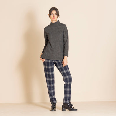 Megan Salmon - Audrey Tartan Trouser. Black