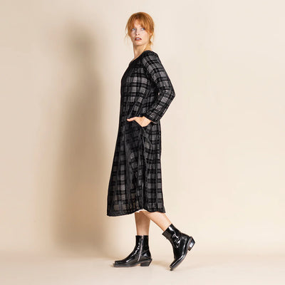 Megan Salmon - Tartan Giselle dress. Black Ivory