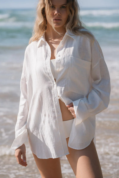 Lilly Pilly Kirra Linen Shirt - Ivory