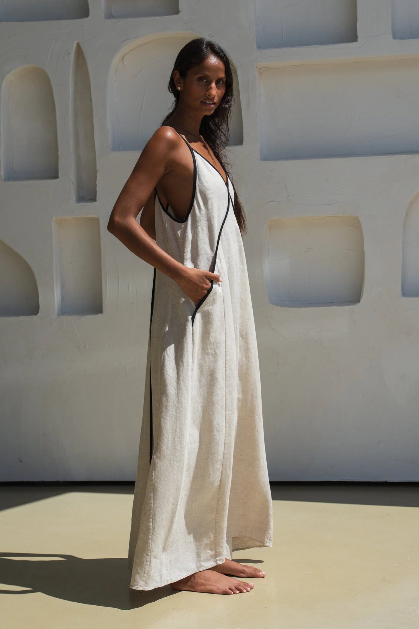 Lilly Pilly - Azalea Linen Dress. Oatmeal.