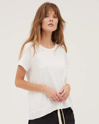 Cloth & Co - Raw hem slub s/s tee. White