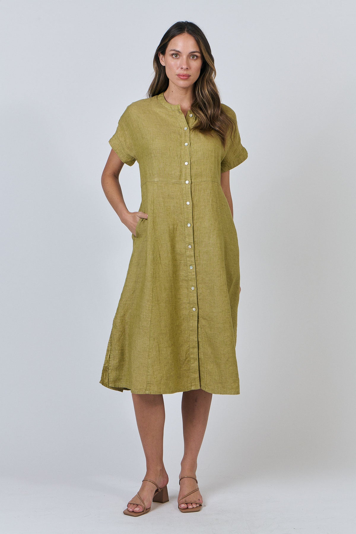 Naturals GA612 A line dress. Bamboo.