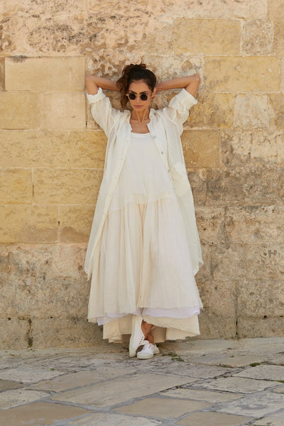 MegByDesign - Amélie Tutu Slip Cotton Gauze Warm White Long