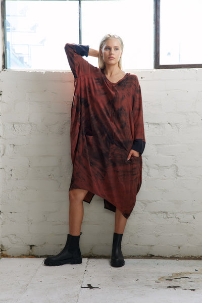 Vale and Ward Harper dress. HandDyed Silk. Amber.