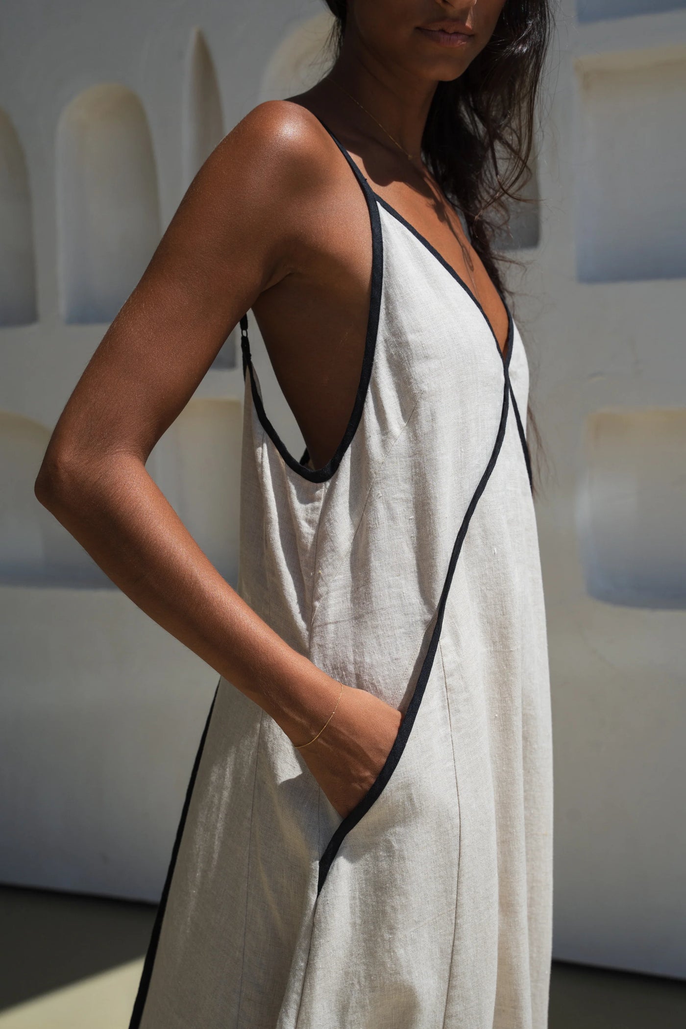 Lilly Pilly - Azalea Linen Dress. Oatmeal.