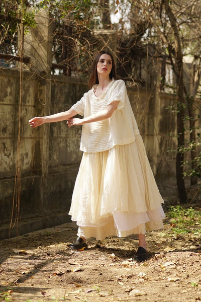 MegByDesign - Amélie Tutu Slip Cotton Gauze Warm White Long