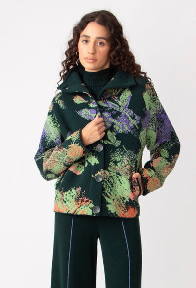 Ivko - Jacquard Rollneck Jacket Camouflage Print. Forest