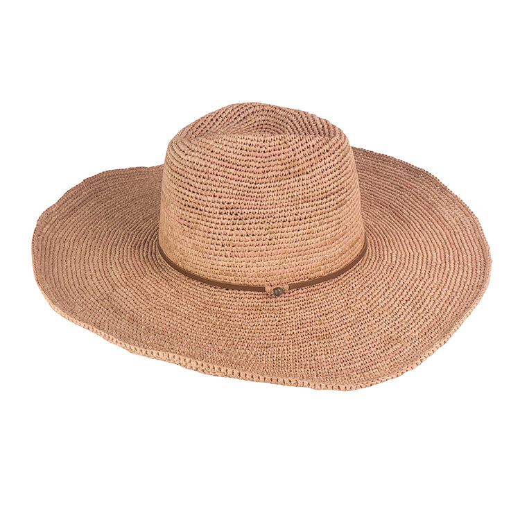Made In Mada - Aziz Hat Tan Leather & Braided. Light Pink.